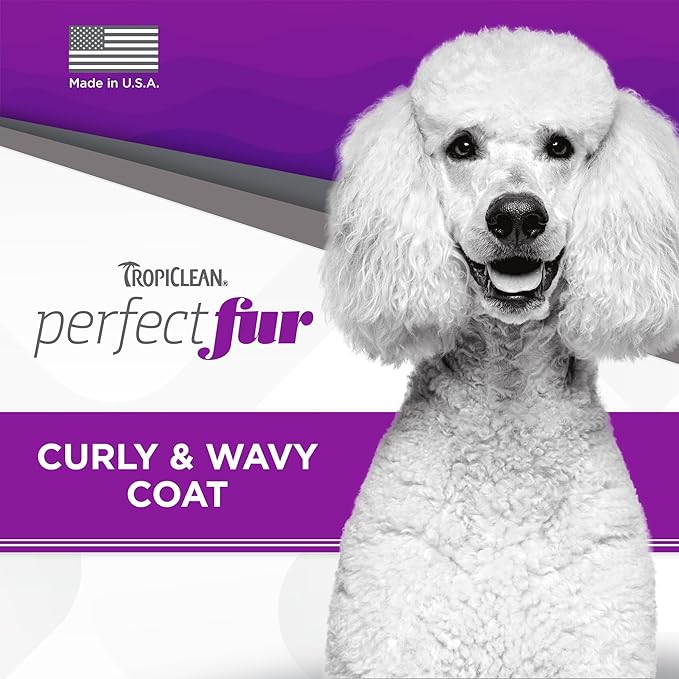 TropiClean Perfect Fur Natural Detangling Dog Shampoo for Doodles, Poodles, and Breeds with Curly Wavy Coats, Moisturizing Shampoo, Puppy Safe, 16oz.