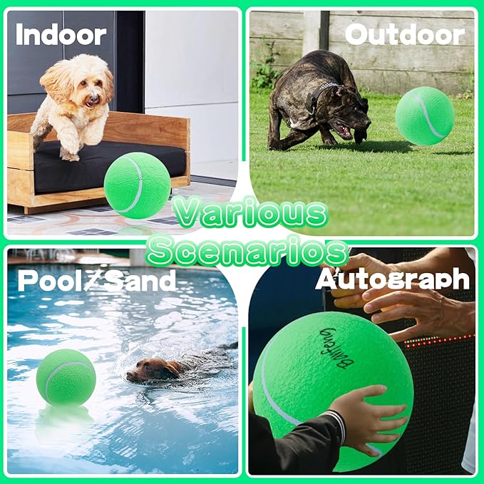 Banfeng Big Tennis Ball for Dogs, Giant Dog Tennis Ball Toy Large Outdoor Sports Gift for Small Medium Large Dog (Green, 9.5 inch)