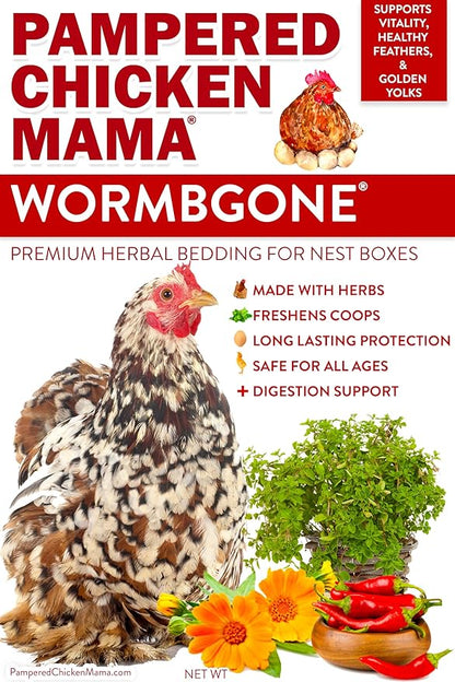 WormBGone Premium Backyard Chicken Nesting Herbs with Chili, Wormwood, Calendula, Rose Petals, Basil, Rosemary (1 Pound)