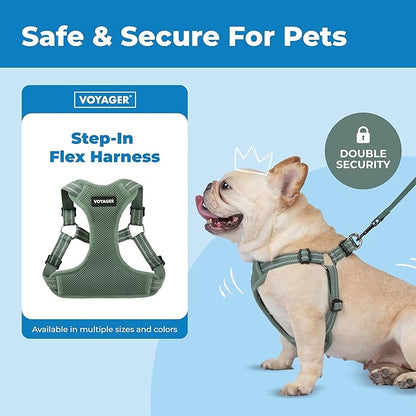 Best Pet Supplies Voyager Adjustable Step-in Flex Breathable Mesh Dog Harness for Small Medium Large Dogs Moss Green, S