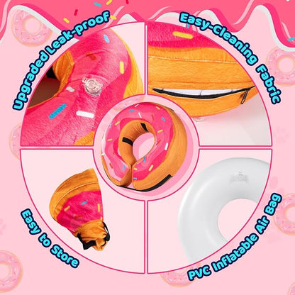 Grand Line Donut Inflatable Collar for Dogs and Cats, Soft Recovery Dog Cone After Surgery, Protective Pet Neck Cone for Small, Medium, Large Dogs, Not Block Vision (Pink, M-Plus)