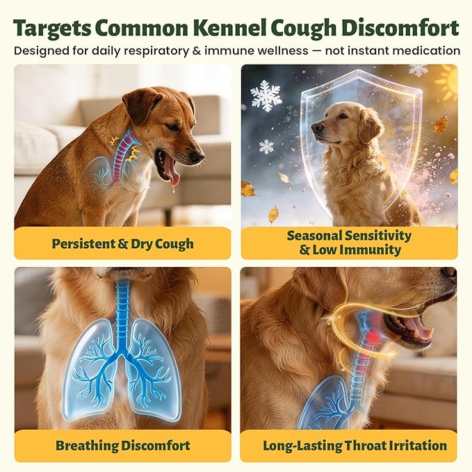 Kennel Cough Treatment Drop for Dogs &Cats,Help Wet and Dry Cough Relief,Seasonal Throat Discomfort, Natural Herbal Cough Liquid with Licorice,Ginger for All Breeds & Sizes,2 fl oz Bacon Flavor