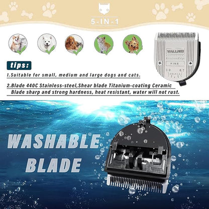 5-in-1 Replacement Clipper Blade, Detachable & Adjustable Dog Grooming Blade Compatible with Wahl Arco, Bravura, Chromado, Creativa, Figura, Motion & SuperGroom (2 Pack)