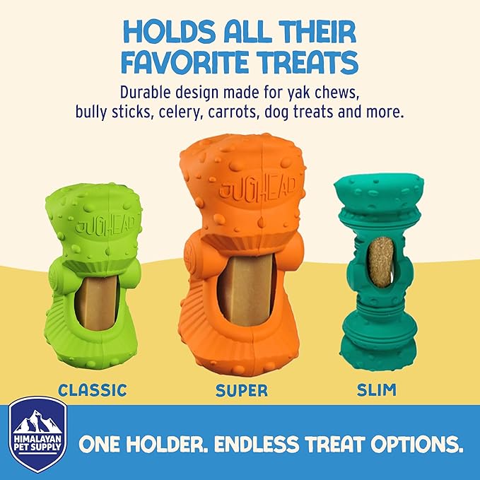 Himalayan Jughead Classic Dog Chew Holder - Holds Chews & Treats for Dogs, Slows Down Fast Chewers for Long Lasting Chews - Pair with Jughead Classic Insert, and Veggie Treats Like Carrots & Celery
