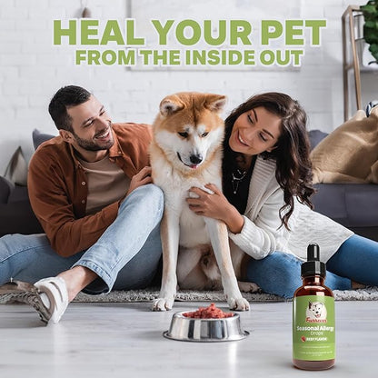 Dog Allergy Relief Drops - Support Your Pets Immune System During Seasonal Allergies - for Itching, Scratching, and Licking - Allergy Aid for Dogs & Cats - Beef Flavored - 2oz
