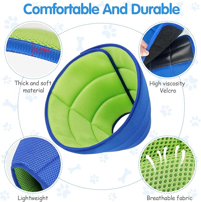 Upgrade Soft Dog Cone Collar, Dog Cone Alternative to Stop Licking After Surgery, Adjustable Comfy Cones for Small/Medium/Large Dogs, Light-Weight Mesh Fabric Elizabethan Collars (XS)