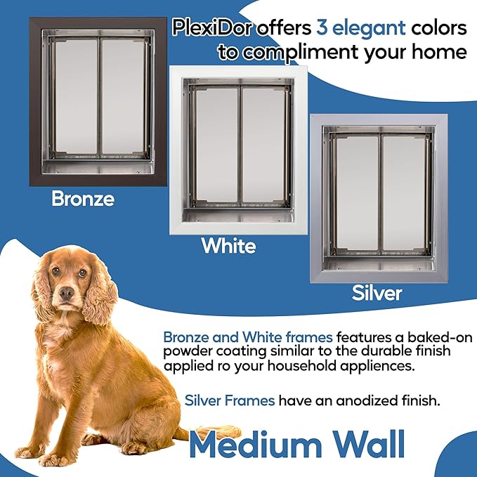 Plexidor Wall Mount Pet Doors for Cats and Dogs - Energy Efficient Pet Freedom - Bronze