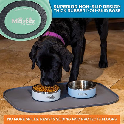 Master Pet Supply Stainless Steel Dog Bowls - 25 oz, Heavy Duty - Pistachio, Double Wall Extra-Thick Insulated, Non-Slip Pet Water Bowl for Dogs, Cats & Pets, Anti Rust Metal, Dish Washer Safe