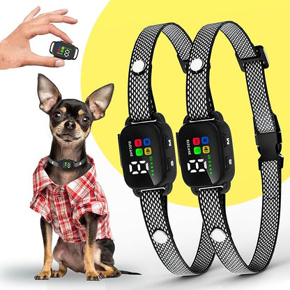 2 Pack Bark Collar for Small Dogs 5-15 lbs and Puppies - No Shock Anti Barking Collar - Rechargeable Smart Collar for Dog Training with 7 Sensitivity Levels and 3 Beep&Vibration Modes