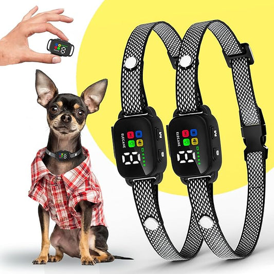 2 Pack Bark Collar for Small Dogs 5-15 lbs and Puppies - No Shock Anti Barking Collar - Rechargeable Smart Collar for Dog Training with 7 Sensitivity Levels and 3 Beep&Vibration Modes