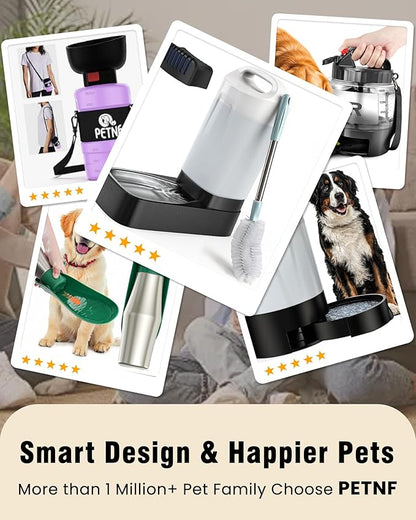 Automatic Dog Water Bowl Dispenser - with Filter 2.4 Gallon Stainless Steel Gravity Pet Water Feeder with Ergonomic Handle Design Anti Splash Drinking Bowl Easy to Clean Multi Pet Use