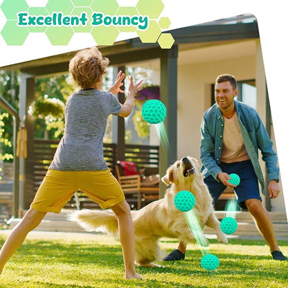 Squeaky Dog Toys for Aggressive Chewers, Indestructible Dog Balls for Aggressive Chewers, Blue Green Squeaky Balls for Dogs
