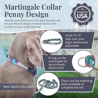 Lucky Love Dog Martingale Dog Collar - Adjustable, No-Slip, Durable, & Soft Webbing Collar for Male and Female Dogs Ideal for Training & Walking - Penny, Small