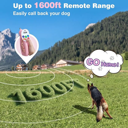 PaiPaitek Dog Shock Collar and No-Pull Training Leash Set, 1600ft Waterproof Dog Training Collar with Tension Sensor for Anti-Pull and Remote Recall
