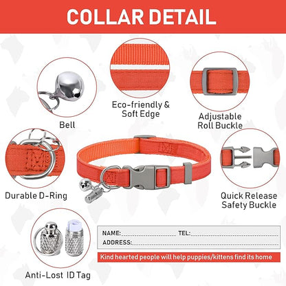 GAMUDA Small Pet Harness Collar and Leash Set, Step in No Chock No Pull Linen Fabric Soft Mesh Dog Vest Harnesses Reflective for Dogs Puppy Cats Kitten Rabbit (Orange, XL)