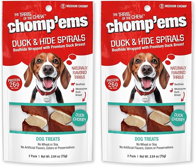 Chomp’ems Premium Beefhide Chews for Dogs, 2 Chews, (Pack of 4)