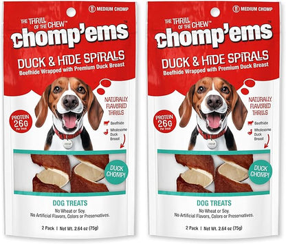 Chomp’ems Premium Beefhide Chews for Dogs, 2 Chews, (Pack of 4)
