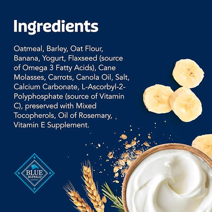 Blue Buffalo Health Bars Crunchy Dog Biscuits, Oven-Baked Dog Treats Made with Natural Ingredients, Bananas & Yogurt, 16-oz Bag