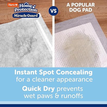 Hartz Miracle Guard Dog and Puppy Dog Pads Max Absorbency 24 Hour Use Odor Eliminating No Leaks, Regular Size 50 Count