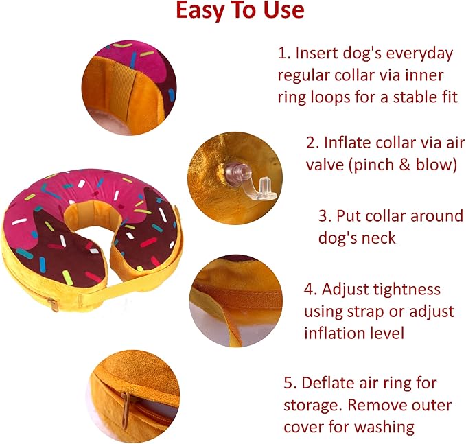 Inflatable Dog Neck Donut Collar for Post Surgery Recovery - Alternative to Elizabethan Collar (S (Neck 9"-11"))