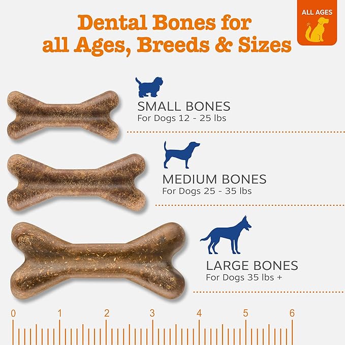 Zesty Paws Dental Bones - Fights Tartar & Plaque - Gum, Teeth & Bone Health - Cinnamon for Dog Breath - Immune, Joint, Gut, Skin & Coat Support - Omega 3 EPA & DHA and Calcium - Large Dogs - 24 ct