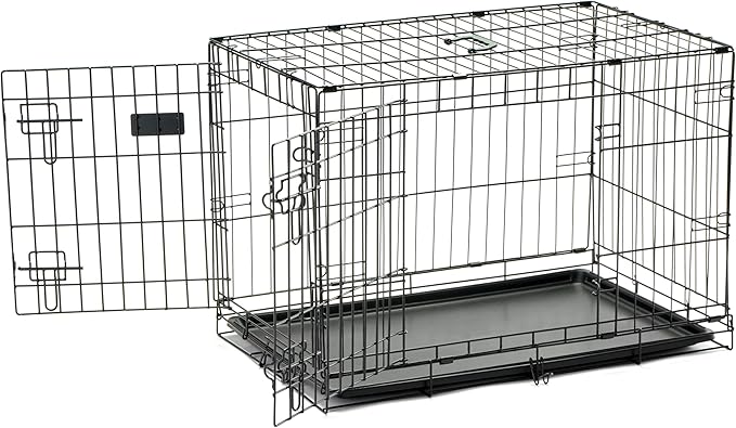 Carlson Secure and Compact Double Door Metal Dog Crate, Medium with Divider Panel
