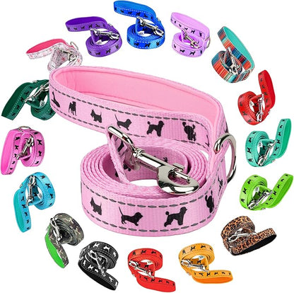 EcoBark Dog Leash - Soft & Reflective Comfort Leashes with Padded Handle - Safe, Strong, & Durable for Small, Medium or Large Dogs (Baby Pink)