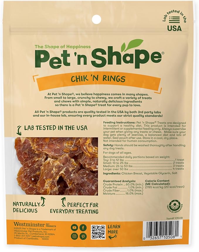 Pet 'n Shape Chik 'n Rings Jerky Dog Treats - 8 Ounce