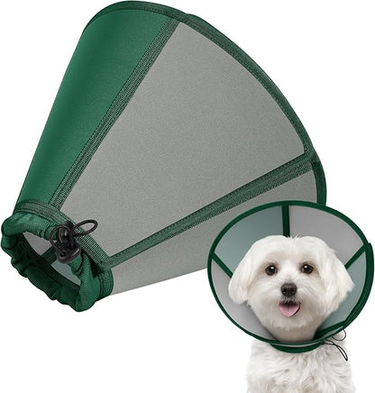 SUNFURA Dog Cone - Soft Cone for Dogs to Stop Licking, Comfy Dog Cones E-Collar Alternative After Surgery, Adjustable Dog Recovery Collar for Wound Care, Spay, Neuter, Green Small