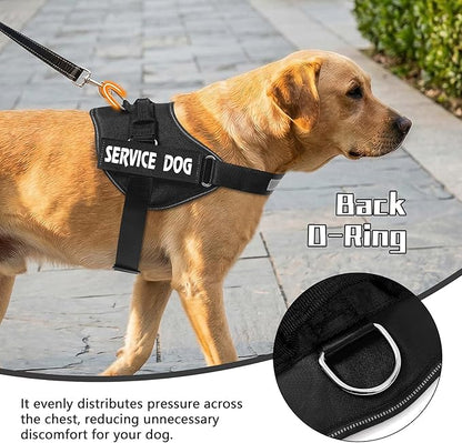 MUMUPET Service Dog Harness, No Pull Reflective Adjustable with Handle, Soft Breathable Padding for Small Dogs, 2 Removable Velcro Patches (Black, XS)