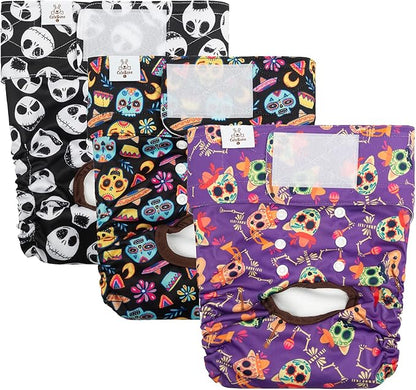 CuteBone Dog Diapers Female Washable Small Medium Large 3 Pack Reusable Doggie Diapers Puppy Period Pants for Doggy Heat Cycle Peeing