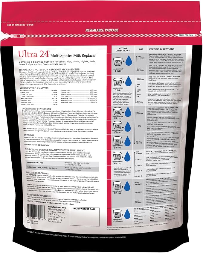 Milk Products Grade A Ultra 24 Milk Replacer, 4-Pound