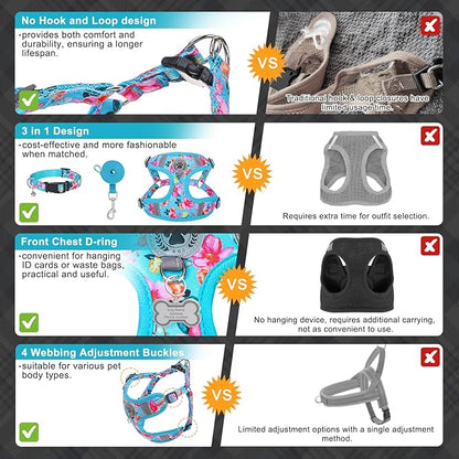 BEAUTYZOO Step in Dog Harness Collar and Leash Set for Small Medium Large Dogs, No Pull No Choke Puppy Harness, Soft Mesh Reflective Pet Padded Vest Adjustable for Doggie Girl or Boy,French Bulldog