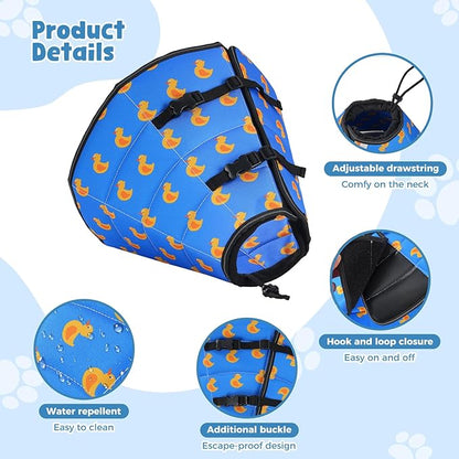 Avont Dog Cone Alternative, Adjustable Soft Comfy Foldable E Cones for Medium Large Dogs After Surgery, Escape-Proof Elizabethan Collar for Surgical Wound Recovery Stop Licking -Duck(S)