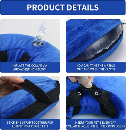 MCHY Inflatable Dog Cone,Adjustable Recovery Collar for Dogs After Surgery,Prevent from Biting & Scratching,Not Block Vision (Blue, M-Neck 10''- 14'')