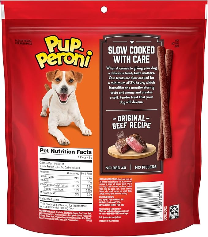 Pup-Peroni Original Beef Recipe Dog Treats, 8.2 Oz. Bag, (Pack of 6)