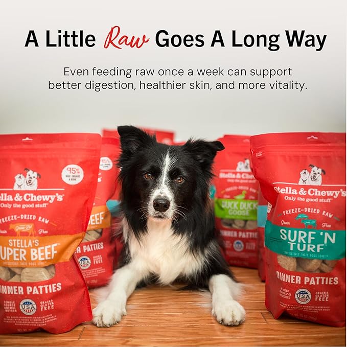 Stella & Chewy's Freeze-Dried Raw Dinner Patties - Purely Pork Recipe - High Protein Grain-Free Puppy & Dog Food - Perfect For Picky Eaters - 14 oz