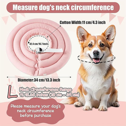 Soft Dog Cone Collar - Adjustable Recovery Cone for Medium Large Dogs After Surgery to Stop Licking, Waterproof Elizabethan Protective Neck Donut Collar Alternative for Pet (Pink, L)