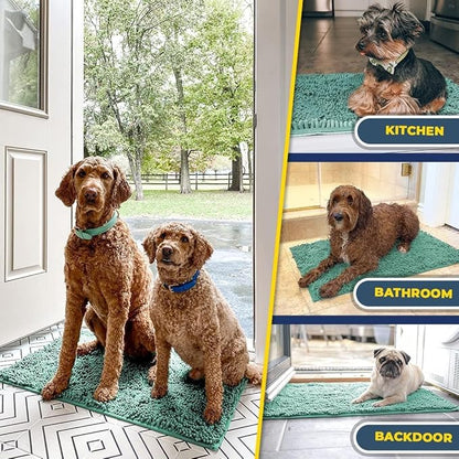 Muddy Mat® | Super Absorbent Door Mat Indoor, Microfiber Quick Dry Chenille Entryway Rug, Non-Slip Front Door Mat, Indoor Mats for Entryway, Machine Washable Pet Rug, Seafoam Green 24" x 120"