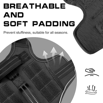 Small Dog Harness, Heavy Duty Tactical No Pull Dog Harness, No Choke, Easy On and Off Pet Vest with Molle System, Adjustable Reflective Dog Vest with Breathable Padded for Walking Hiking Training