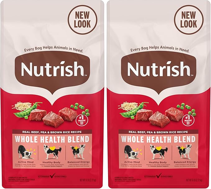 Rachael Ray Nutrish Dry Dog Food, Real Beef, 6 Pounds | Premium Natural | Added Vitamins & Minerals | Brown Rice Recipe | Pack of 2
