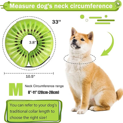 Recovery Donut Collar for Dogs & Cat,Inflatable Dog Cone Collar Alternative After Surgery,Soft Cone for Large Medium Small Dog,Adjustable Pet Neck Donut(Kiwi,M)