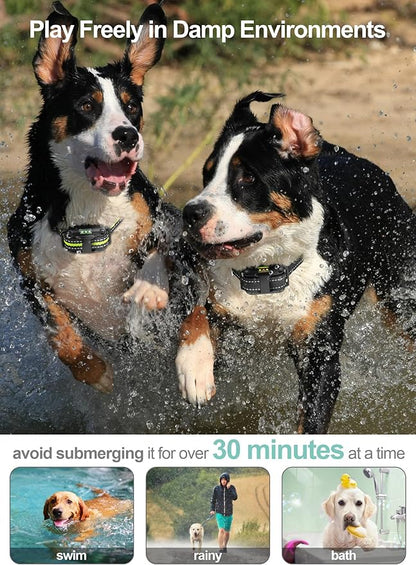 FunniPets Dog Shock Collar 2 Pack - Dog Training Collar with Remote IP65 Waterproof E Collar for Dogs Training with Shock Vibrate Beep and Light Modes for Small Medium Large Dogs