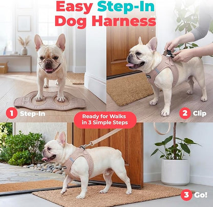Best Pet Supplies Voyager Step-in Air Harness - All Weather Mesh, Reflective, No Pull Harness for Dogs, Cats - Secure with Hook & Loop Fastener, Buckle, Double D-Rings - Khaki, M