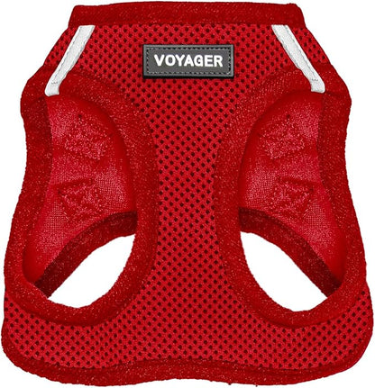 Best Pet Supplies Voyager Step-in Air Harness - All Weather Mesh, Reflective, No Pull Harness for Dogs, Cats - Secure with Hook & Loop Fastener, Buckle, Double D-Rings - Red, M