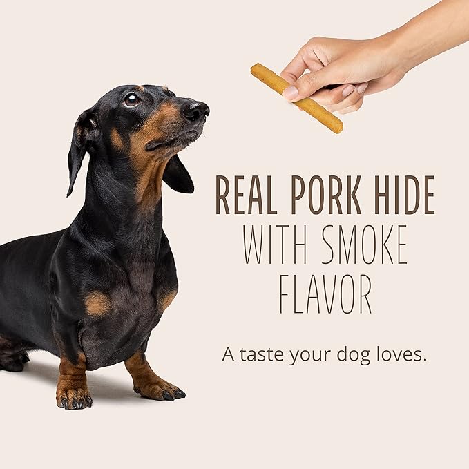 Better Belly Pork Hide Rolls with Smoke Flavor Small, 20 Count, Digestible Pork Hide for Dogs