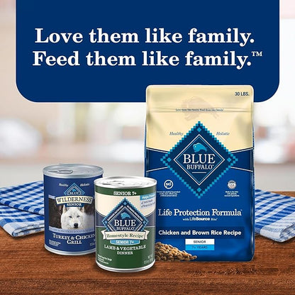 Blue Buffalo Homestyle Recipe Senior 7+ Lamb and Vegetable Dinner Wet Dog Food for Senior 7+ Dogs, Lamb Recipe, 12.5 oz. Can (Pack of 12)