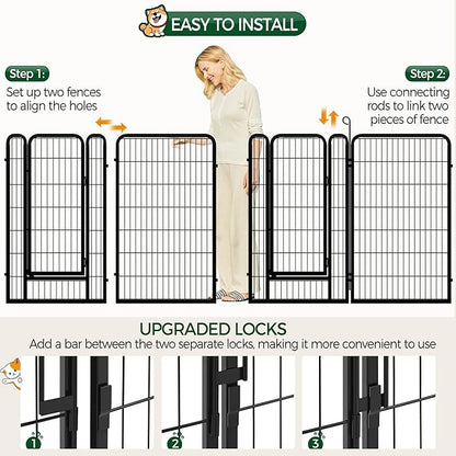 Yaheetech Dog Playpen Outdoor, 47 inch 24 Panels Dog Pen Indoor Heavy Duty Puppy Exercise Pen Metal Pet Fence for RV Camping/Yard/Garden