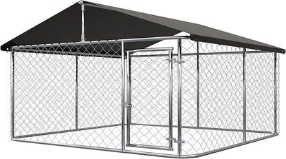 Petony 78"x 78" Outdoor Dog Enclosure Heavy Duty Dog Kennel House Mesh Dog Big Cage Pet Kennel Steel Fence with Secure Lock