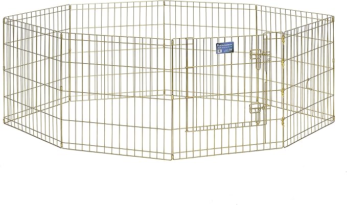 MidWest Homes for Pets 24-Inch Exercise Pen, for Indoor and Outdoor Use, 16 Sq Feet of Play, Single Door Folding Dog Pen, with Large Door Opening & Secure Latch, Easy to Set Up, Foldable Dog Playpen